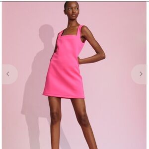 Cynthia Rowley bonded Pink Square-Neck Mini Dress